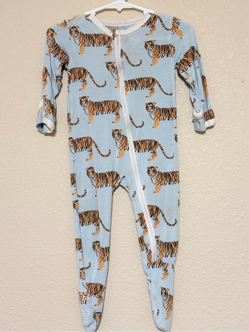 Kickee Pants Light Blue Tiger Print Footed One-Piece